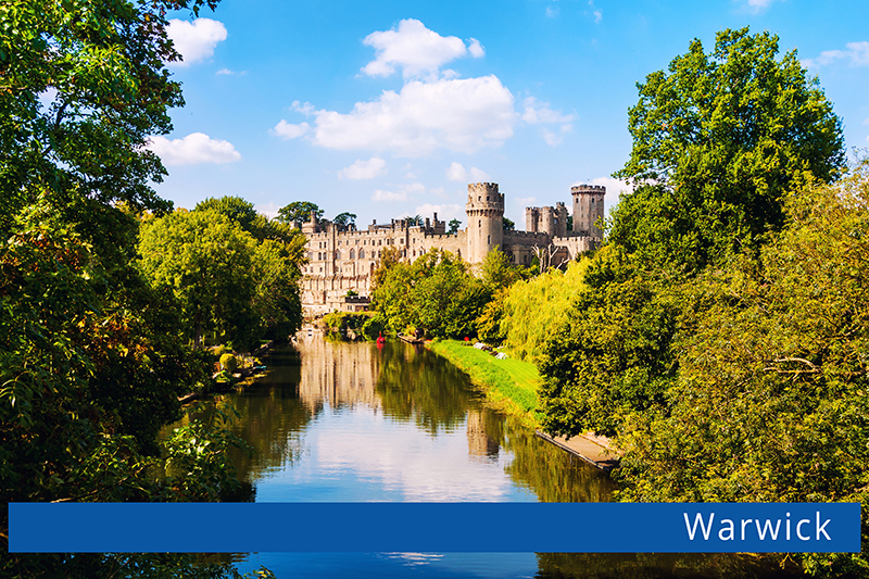 Warwick, UK. Castle of Warwick with river